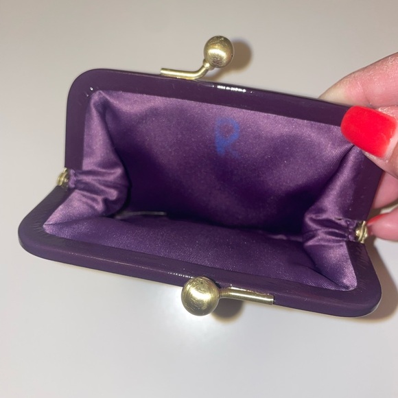 Coach Signature Purple Snakeskin Framed Kisslock Coin Purse - Picture 4 of 5